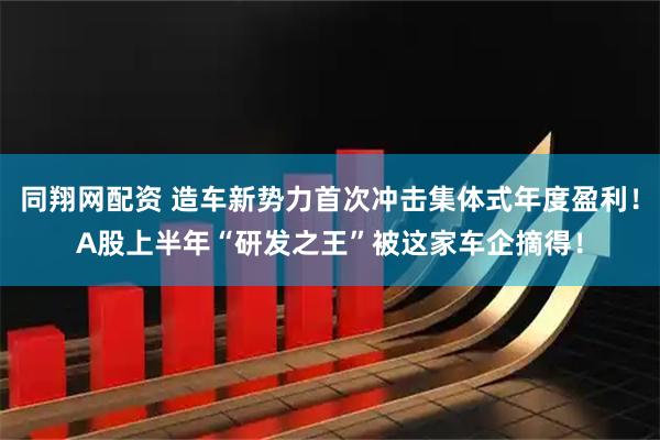 同翔网配资 造车新势力首次冲击集体式年度盈利！A股上半年“研发之王”被这家车企摘得！